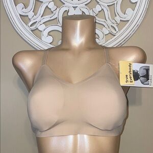 True & Co woman’s bra large check racerback lace nude NWT wireless soft seamless